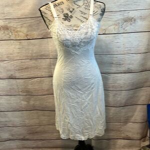 Vintage Full Body Slip Lingerie  ILGWU Lace White Adjustable Straps XS